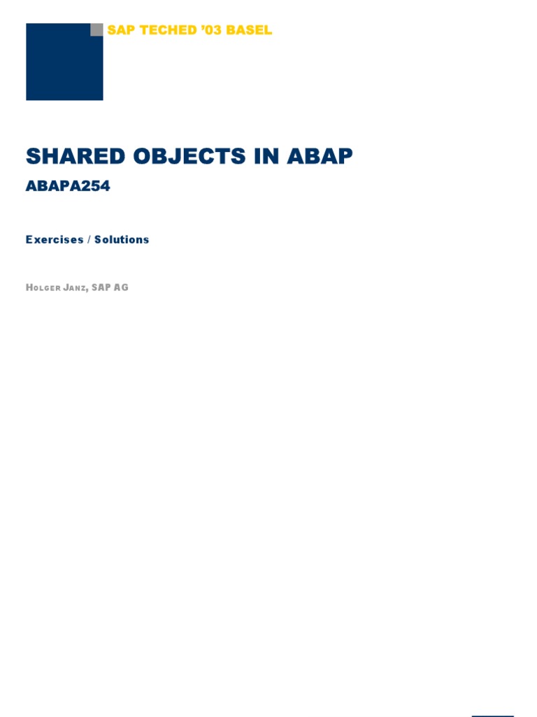 Shared Objects Abap Exercises | PDF