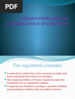 Classifications and The Changing Status of Companies