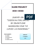 Survey On "Difficulties Faced by Frontline Warriors Due To Covid-19 Pandemic"