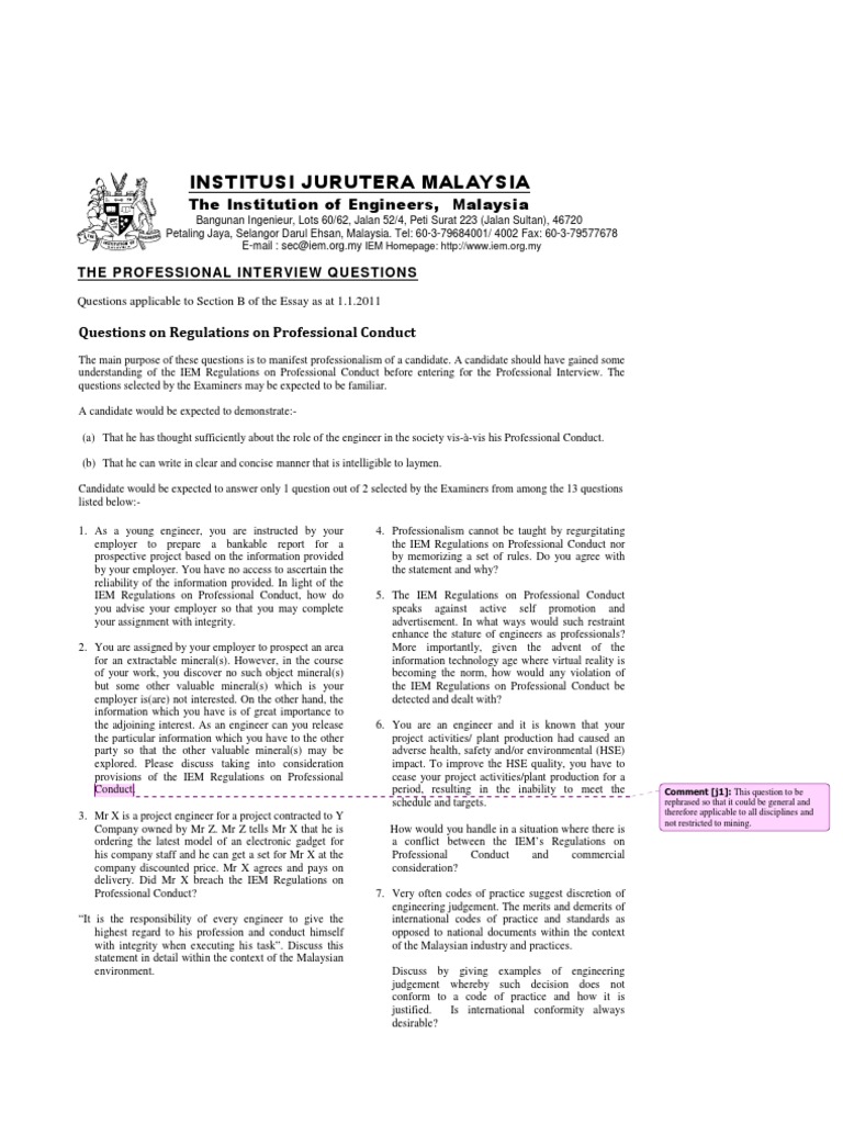 iem regulations on professional conduct