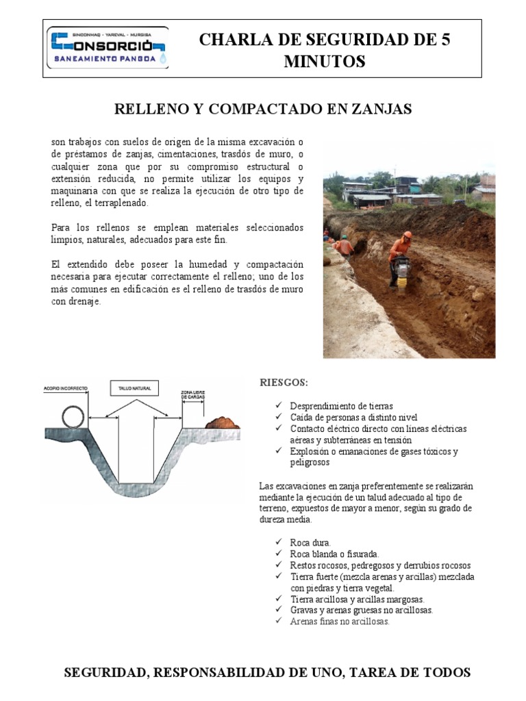 Seguridad en Relleno y Compactación de Zanjas | PDF