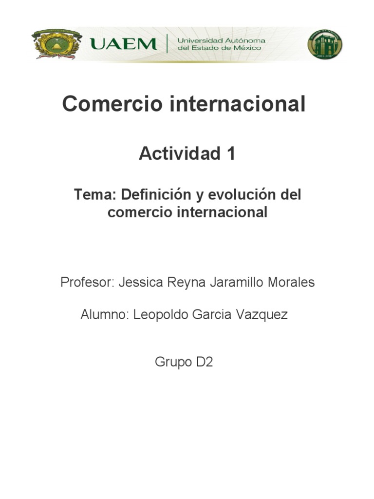 Actividad 1 de Comercio Internacional | PDF | Comercio | El comercio ...