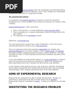 Aims of Experimental Research