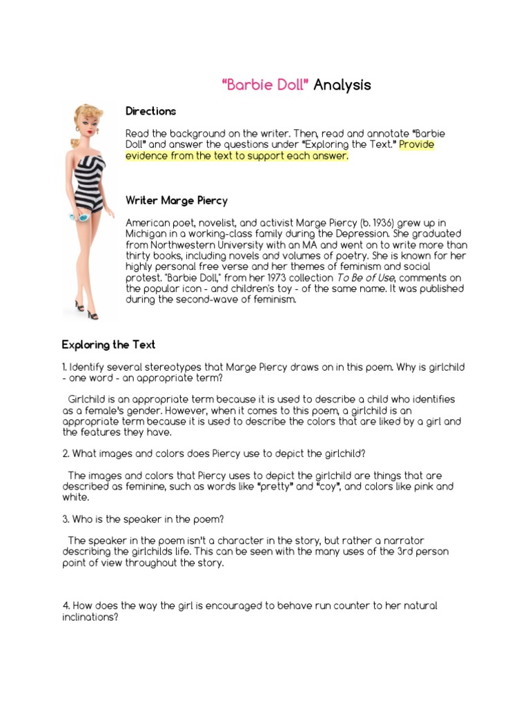 "Barbie Doll" Analysis PDF