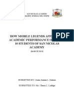 How Mobile Legends Affect The Academic Performance of Grade 10 Students of San Nicolas Academy