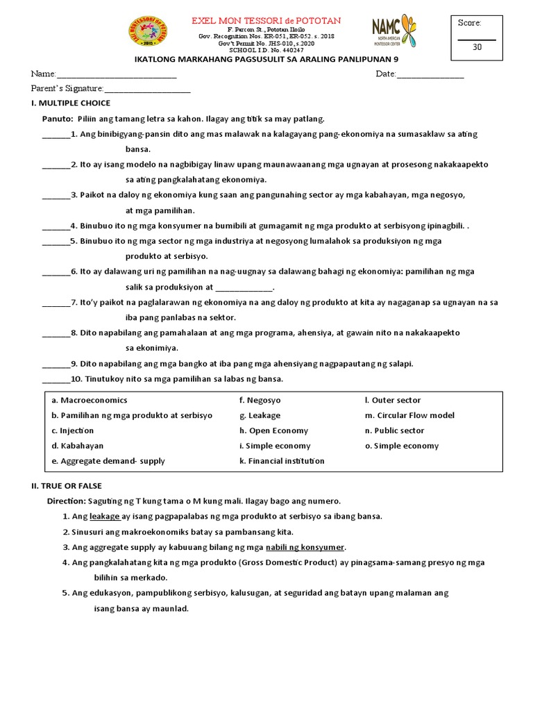 AP9 3rd Quarter Examination | PDF