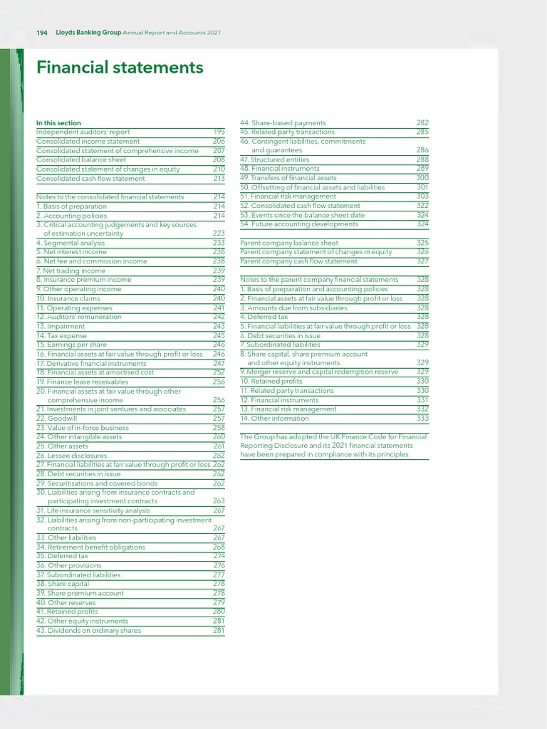 Lloyds Banking Group2021AnnualReport Part5 Financial Statements