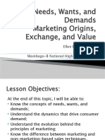 Needs, Wants, and Demands Marketing Origins, Exchange, and Value