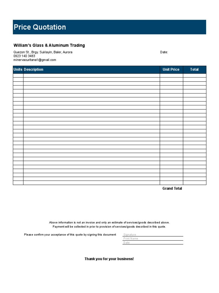Quotation Letter Sample For Glassware Page 3 | Glass Quotation Frame