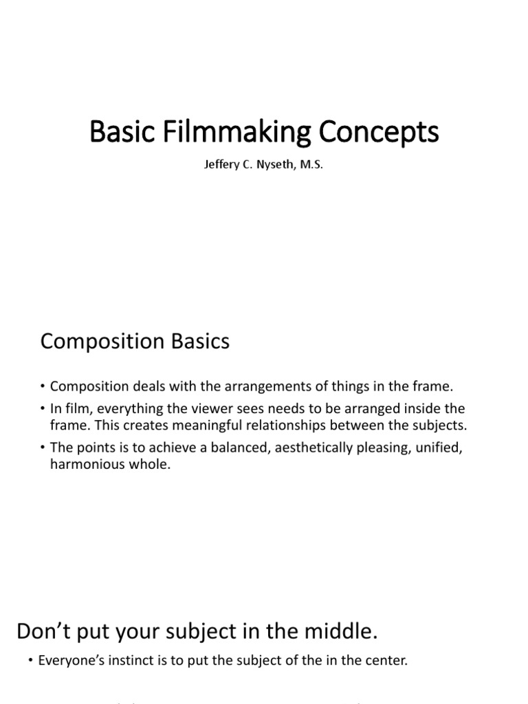 Basic Filmmaking Concepts - MTC | PDF | Exposure (Photography) | Frame Rate