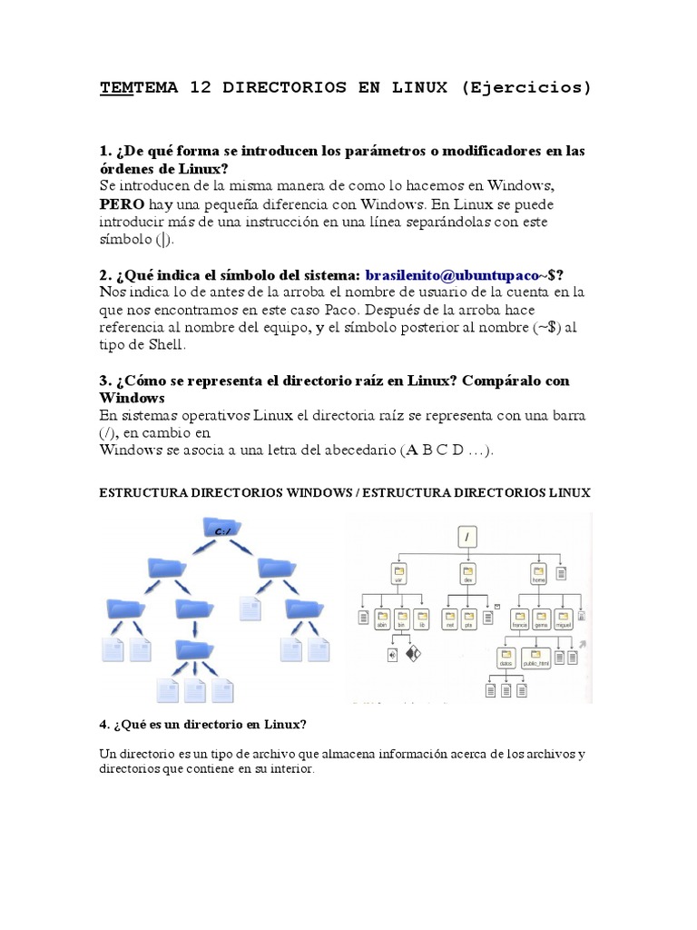 Estructura y Comandos de Directorios en Linux | PDF | Gestión de datos ...