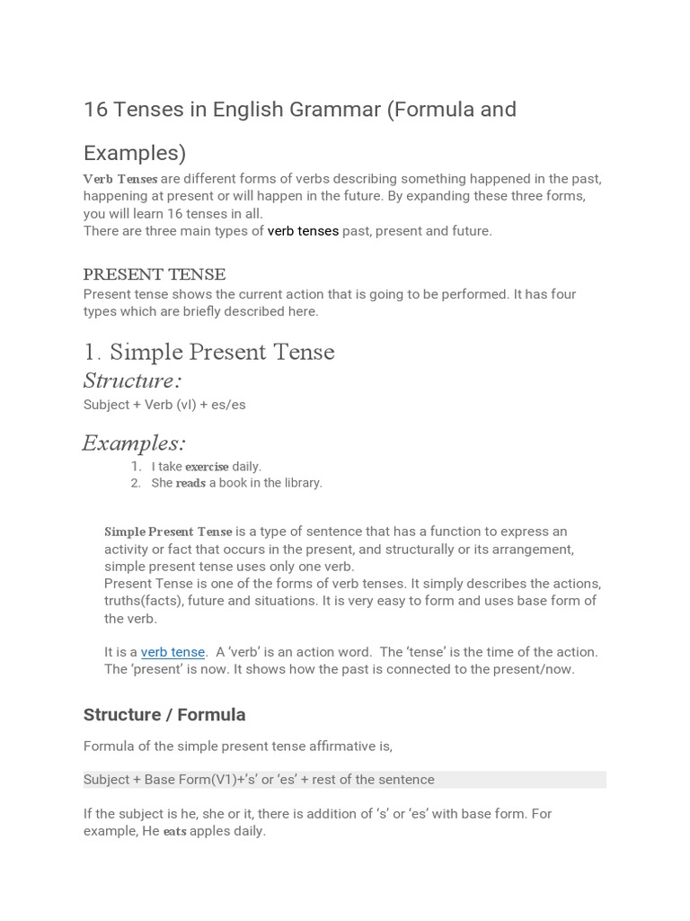 Simple Present Tense | PDF | Grammatical Tense | Verb