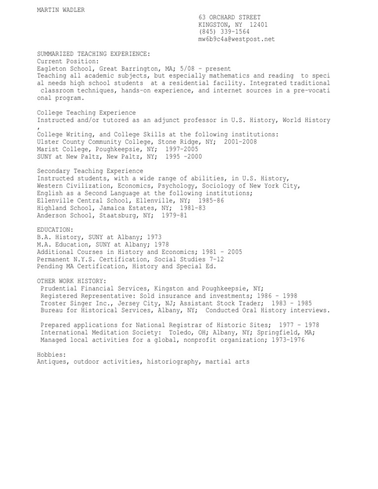 History Teacher or Adjunct Lecturer | PDF
