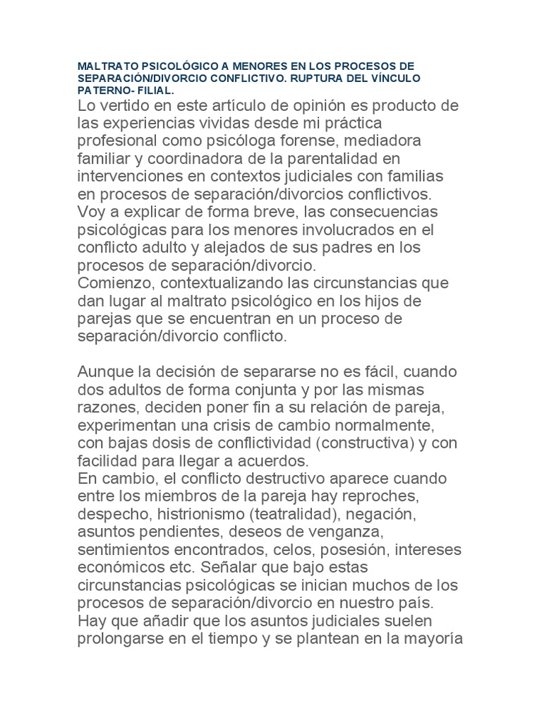 Impacto del Divorcio en Niños | PDF | Las emociones | Familia