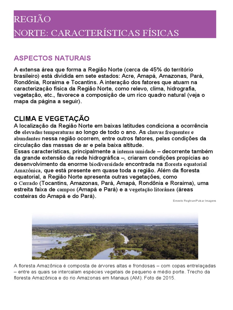 Características Físicas da Região Norte | PDF | Hidroeletricidade ...