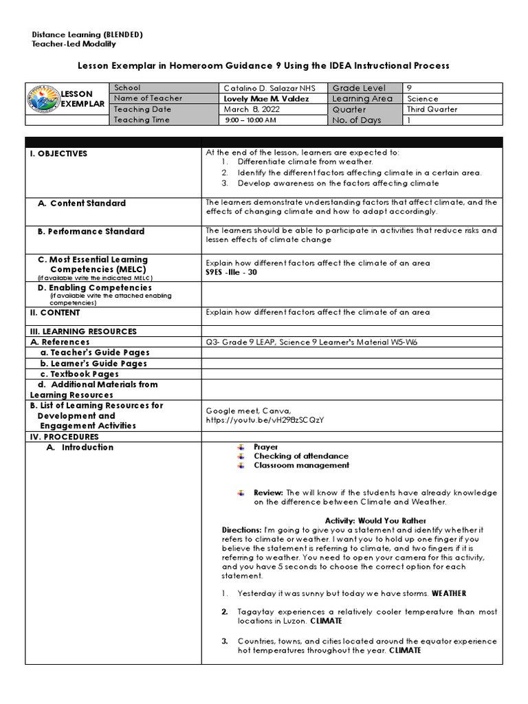 Science L.E 3rd Q Climate | PDF | Atmosphere Of Earth | Climate