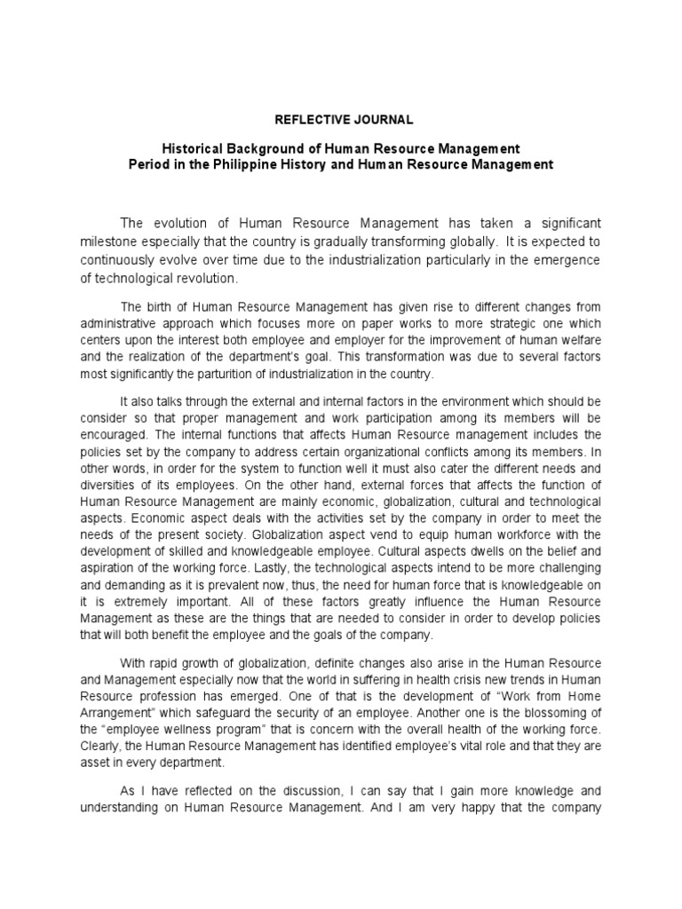 Historical Background of Human Resource Management Period in The