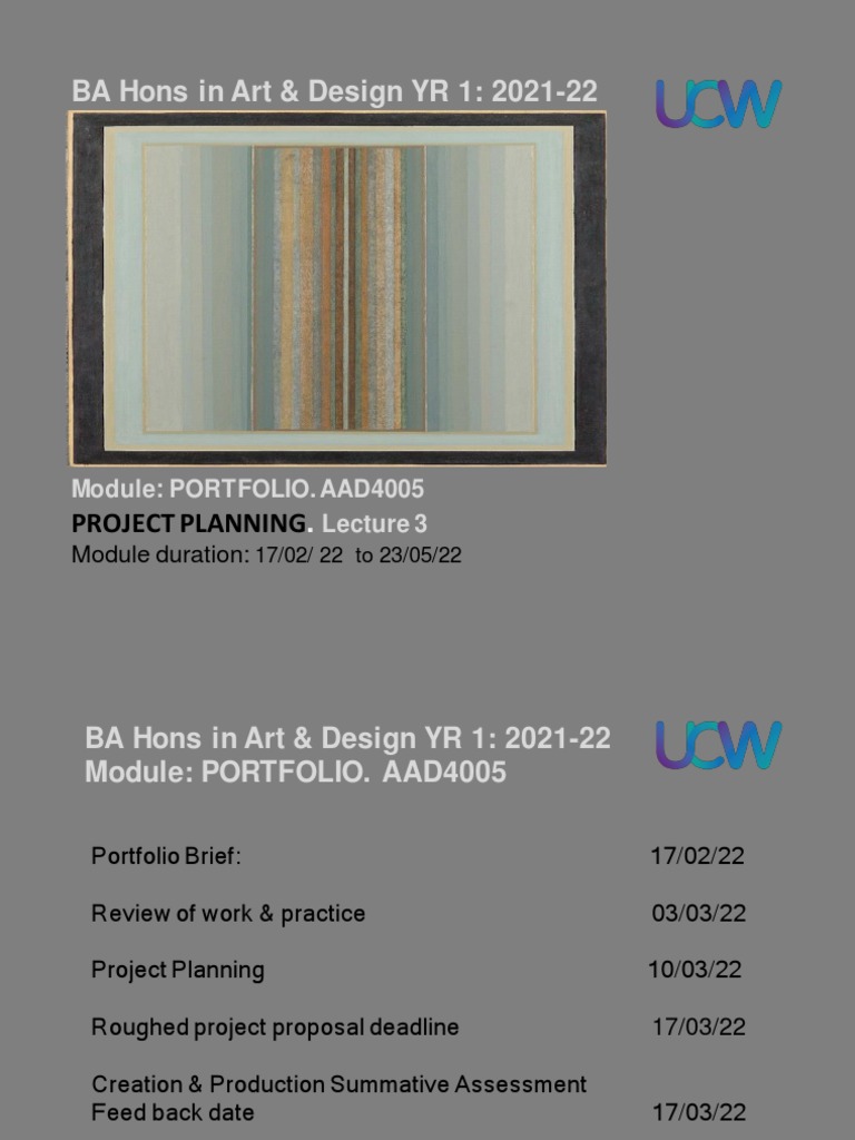 Portfolio Project Planning Lecture 3 PDF Cognition Learning