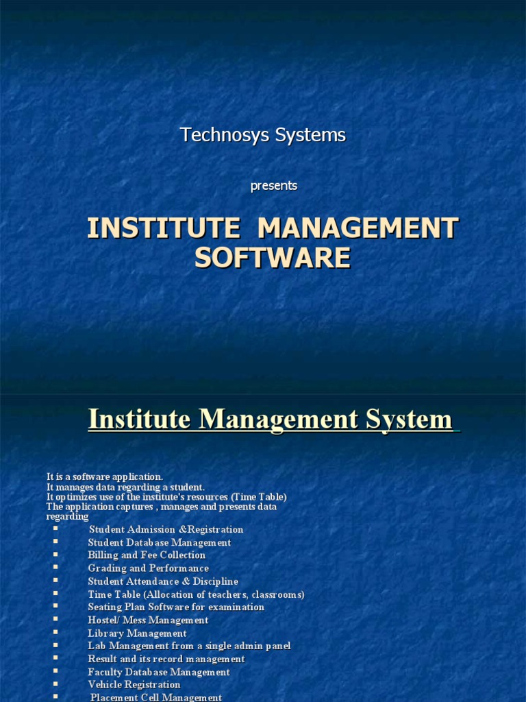 Institute Management Software Overview | PDF | University And College ...