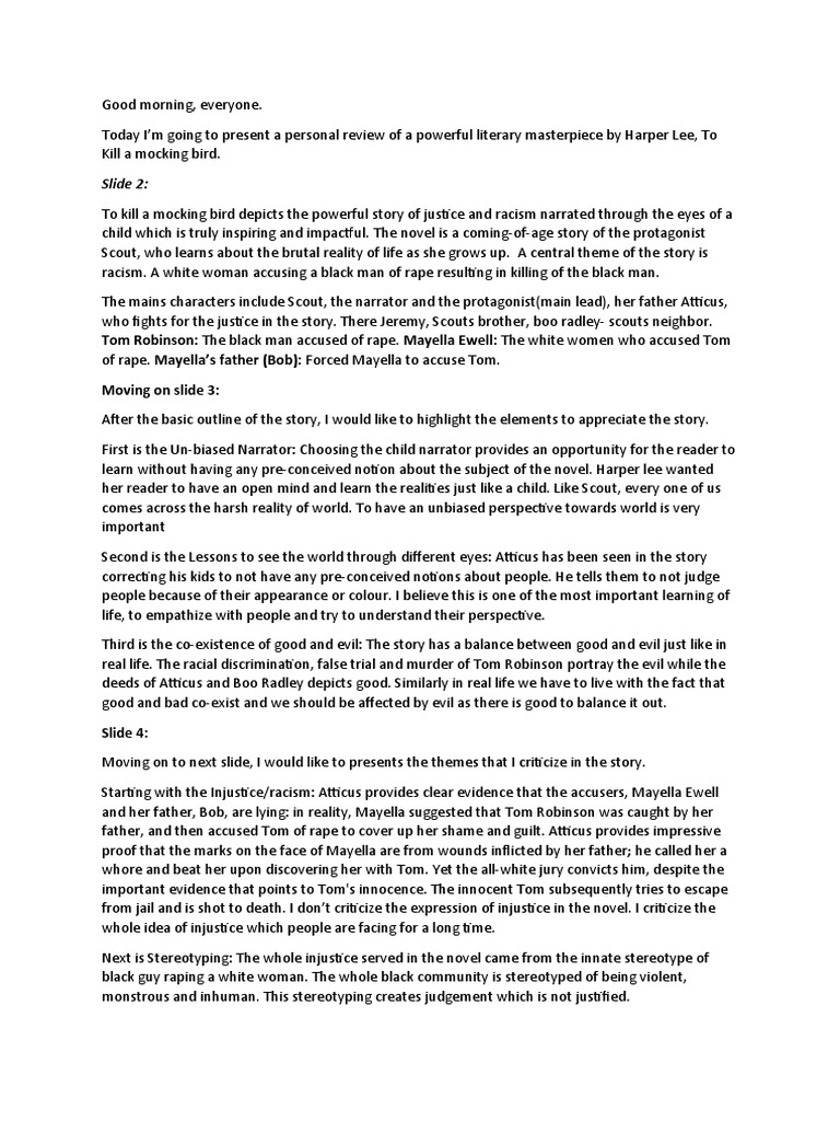 To Kill A Mocking Bird Script | PDF | To Kill A Mockingbird