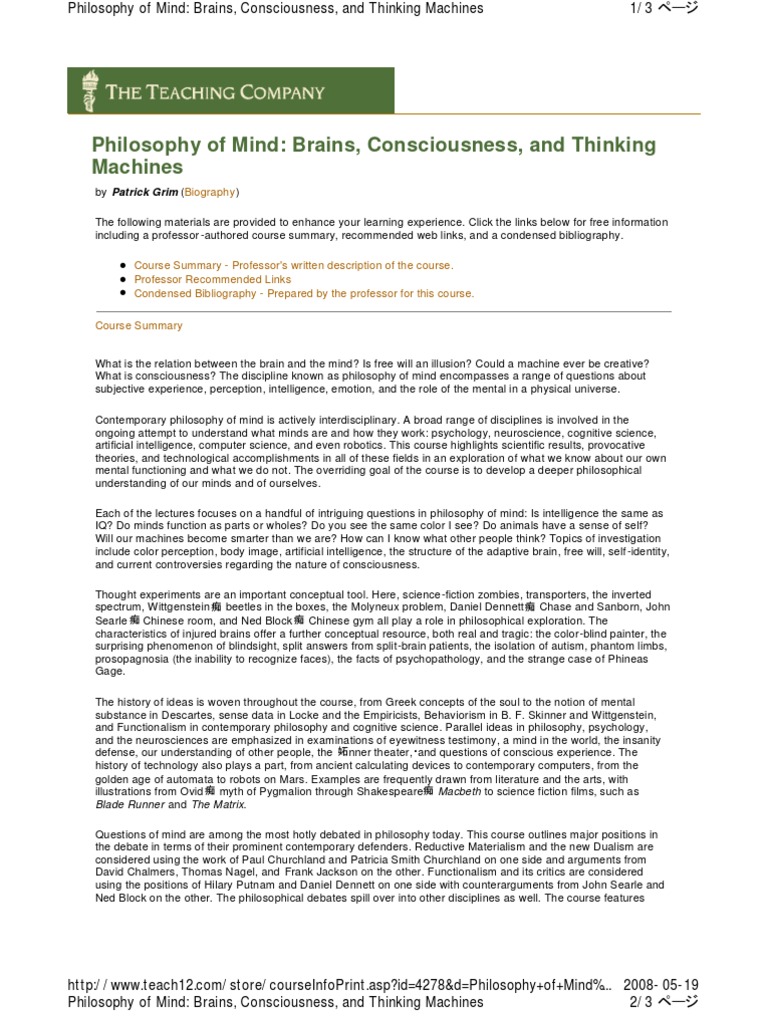 Philosophy of Mind Course Starter PDF Philosophy Of Mind