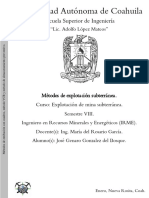 Tarea 1 - Método de Entibación Con Cuadros, VCR, Método de Almacenamiento Provisional