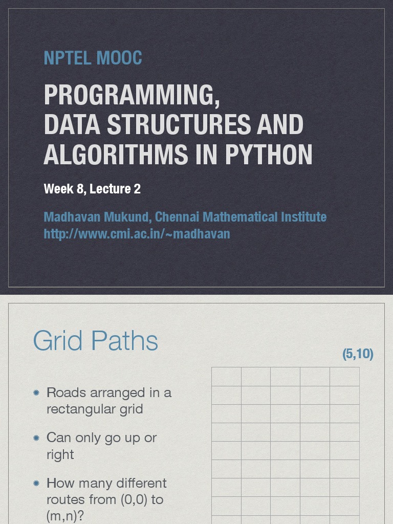 Nptel Mooc: Programming, Data Structures and Algorithms in Python | PDF ...