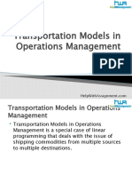 Transportation Models in Operations Management