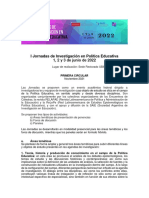 Primera Circular - I Jornadas de Investigación en Política Educativa - Junio 2022