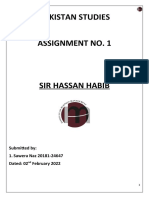 Sawera Naz 20181-24647 Pakistan Studies Assignment No.1