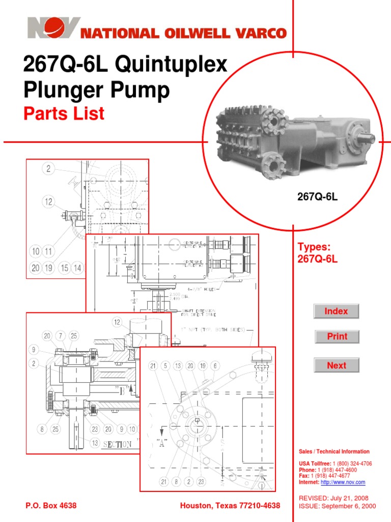 267Q-6L Quintuplex Plunger Pump: Parts List | PDF | Pump