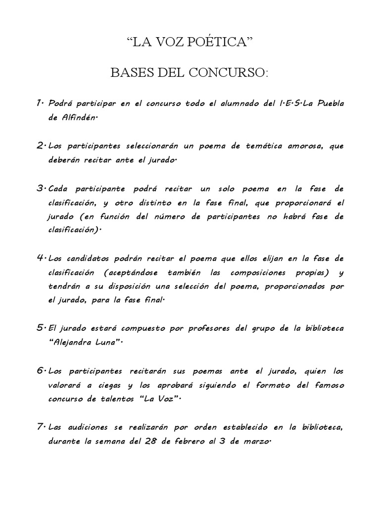 Bases La Voz Poetica PDF