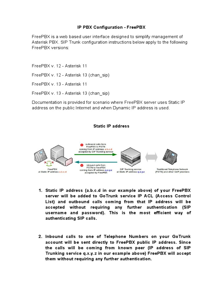 FreePBX SIP Trunk Configuration Guide | PDF | Session Initiation ...