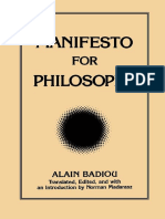 Alain Badiou Manifesto For Philosophy Theoryreader