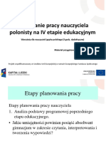 Planowanie Pracy Nauczyciela Polonisty Na IV Etapie Edukacyjnym. Prezentacja