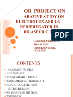 Major Project On: "A Comparative Study On Electrolux and LG Rerifregator IN Bilaspur City"