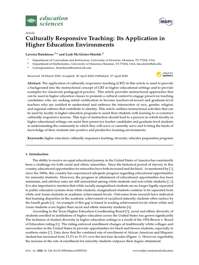Culturally Responsive Teaching | PDF | Teachers | Inclusion (Education)