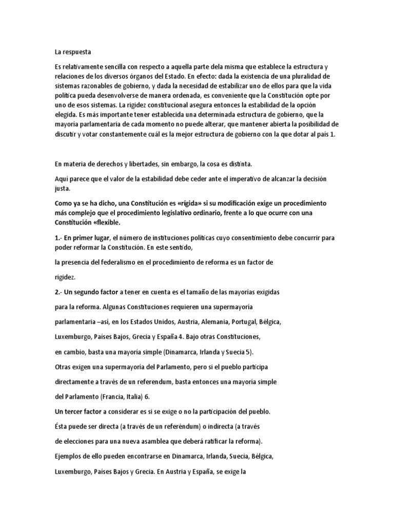 Resumen en Defensa de La Rigidez Constitucional PDF Juez Constitución