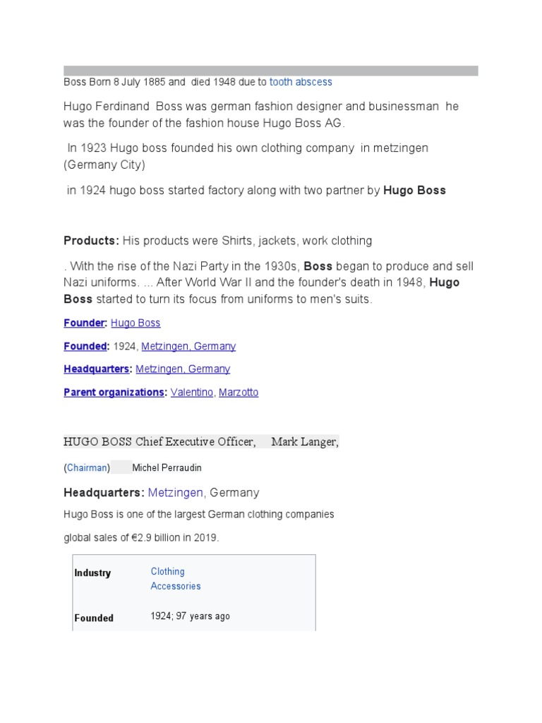 Products His Products Were Shirts, Jackets, Work Clothing Boss Born 8