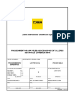 Procedimiento para Pruebas de Equipos en Taller Mecanico e Interior Mina