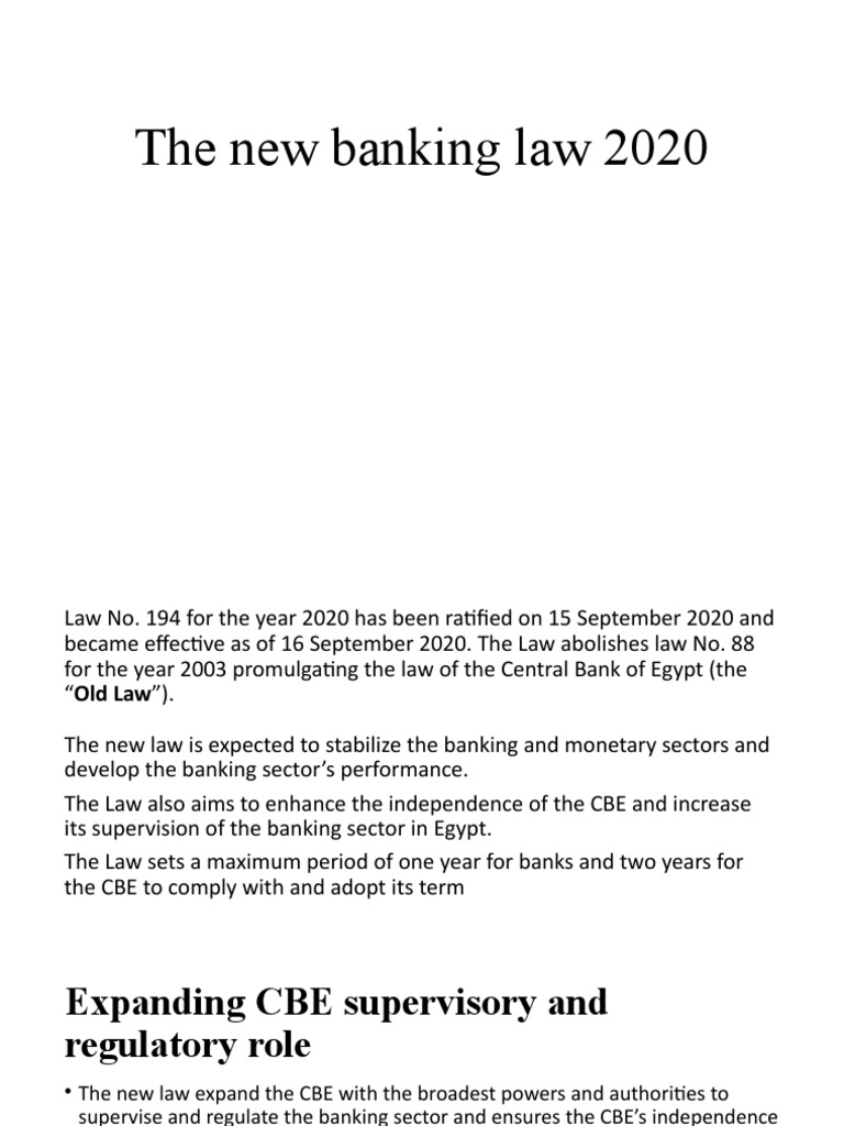 The New Banking Law 2020 PDF Bank Regulation Banks