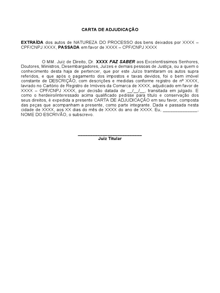 Carta de Adjudicação de Imóvel | PDF