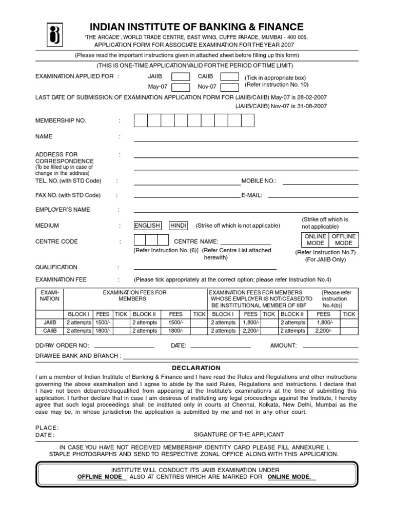 JAIIB/CAIIB Exam Application Guidelines | PDF | Identity Document | Banks