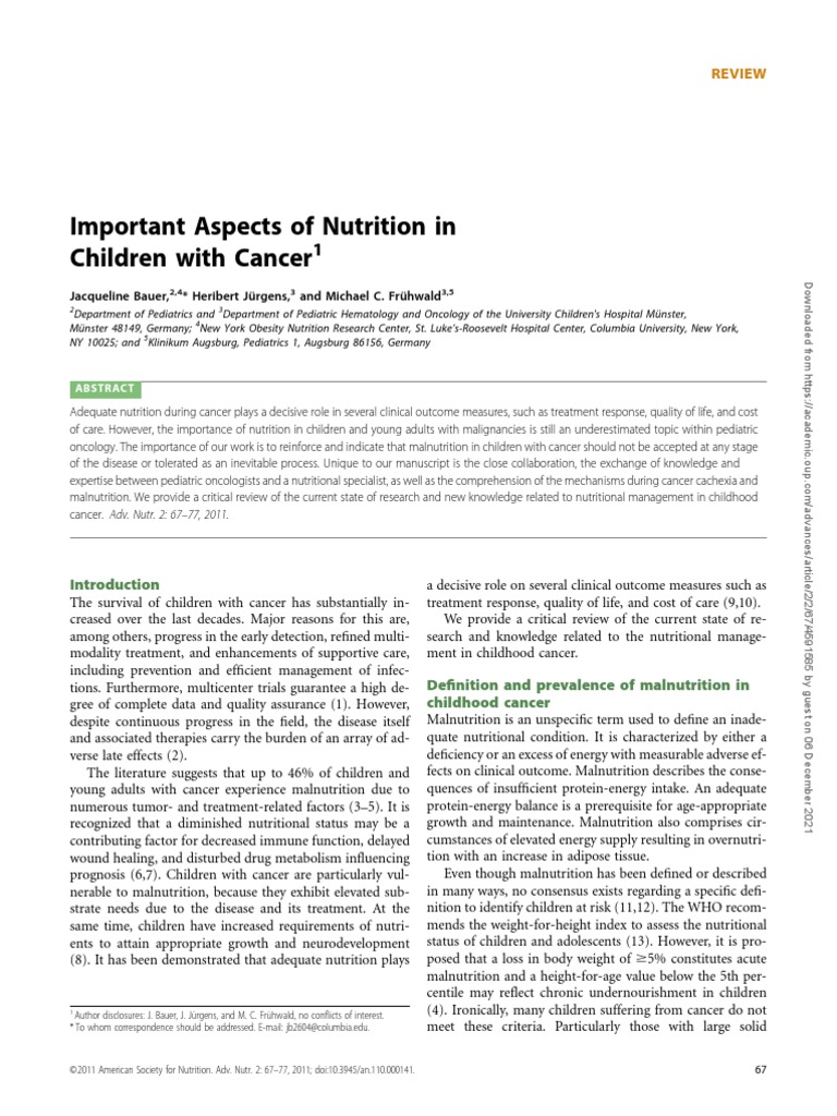 Nutrition Management in Pediatric Cancer | PDF | Cancer | Chemotherapy