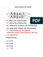 Proporción Altura Letras y Renglones