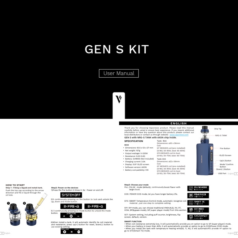 vaporesso gen se manual Vaporesso Gen S User Manual