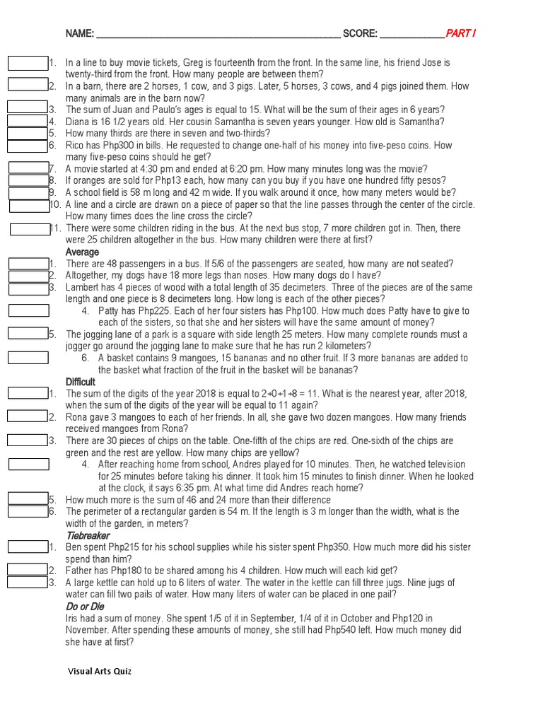 Visual Arts Quiz PDF