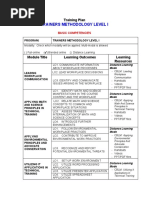 Trainers Methodology Level I: Training Plan