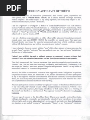 Sovereign Affidavit of Truth