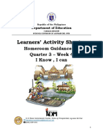 Learners' Activity Sheets: Homeroom Guidance 12 Quarter 3 - Week 4 I Know, I Can
